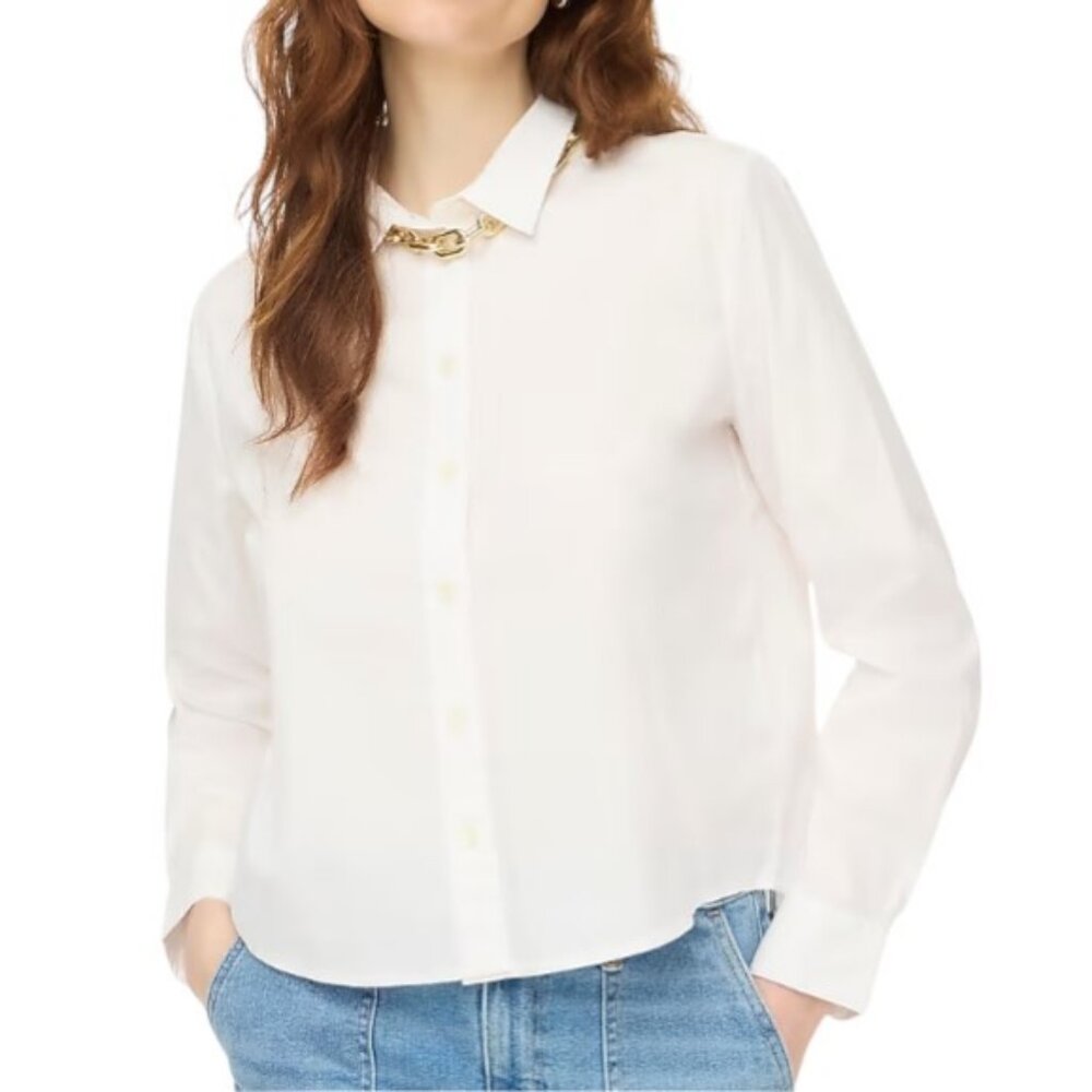 J. Crew white button-up long sleeve shirt size M